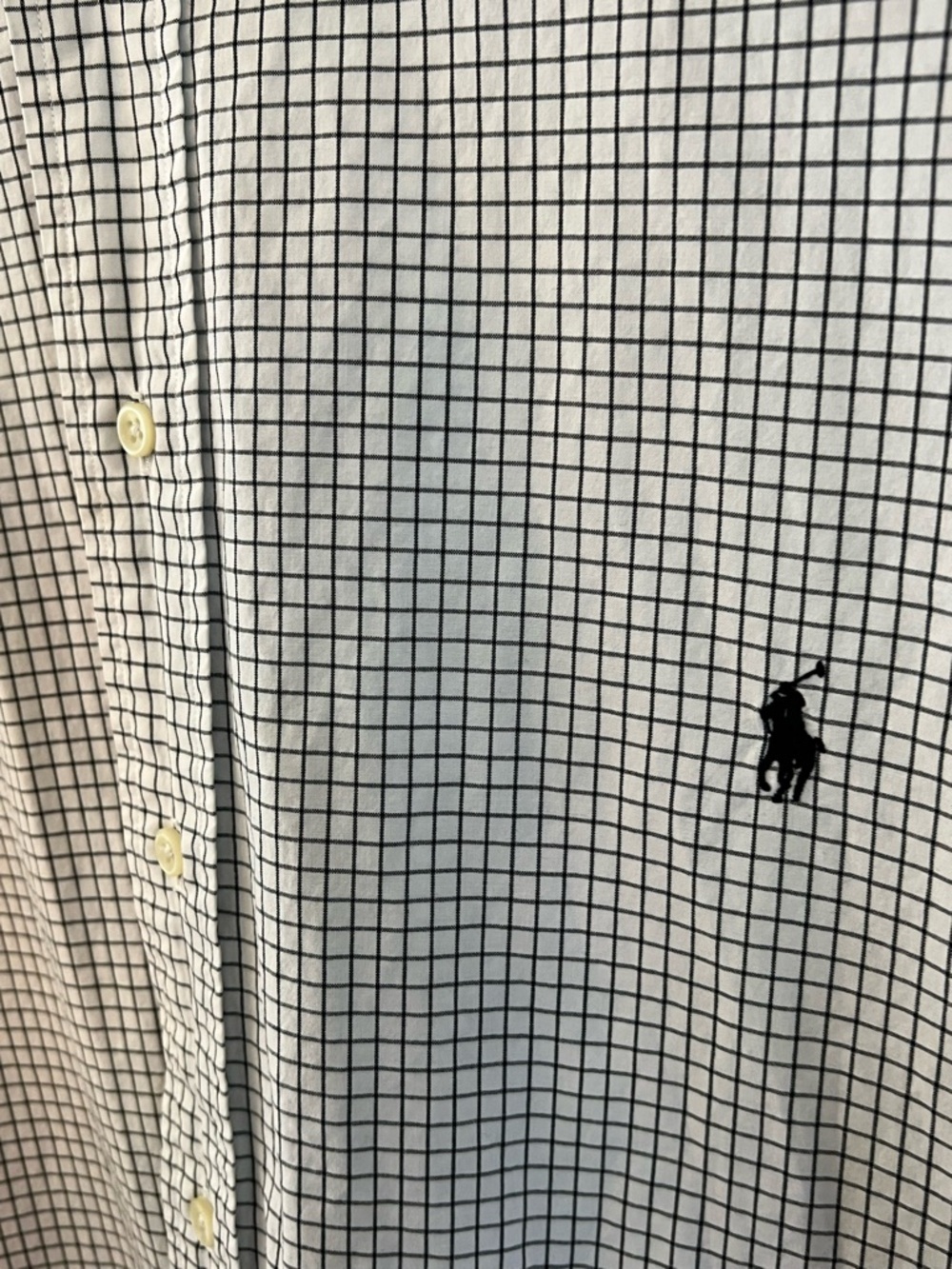 Ralph Lauren White and Navy Micro-Check Button-Down Shirt Big & Tall - Picture 3 of 4